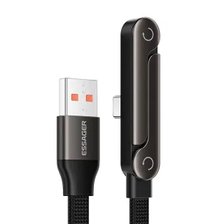 ESSAGER ES-X78 7A USB-A to USB-C L-shape Cable Fast Charging Data Transmission Thickened Copper Core Line 1M Long for iP
