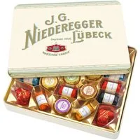 Niederegger Süßigkeit Niederegger Nostalgiedose Marzipan-Pralinen mit Schokolade, 298 g