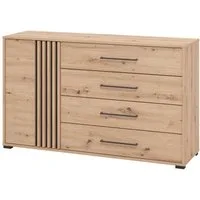 Home affaire Kommode Ascalon Sideboard, Breite 138 oder 93 cm, mit ABS Schutzkanten, 3D Optik durch Lamellen/ Paneele, FSC-zertifizierter Holzwerkstoff