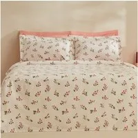 Karaca Bettwäsche Silvie 100% Baumwolle Doppelbett Tagesdecke Bettdecke Decke Set Rot