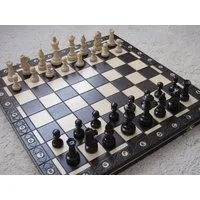 Holzprodukte Spiel Schach Schachspiel Consul Schachbrett 48 x 48 cm SET braun schwarz