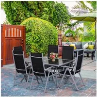 Outsunny Garten-Essgruppe 7-TLG Sitzgarnitur Gartengarnitur Gartenmöbel, (Gartenset, 7-tlg., Sitzgruppe), Garten Alu 160 x 86 x 72 cm