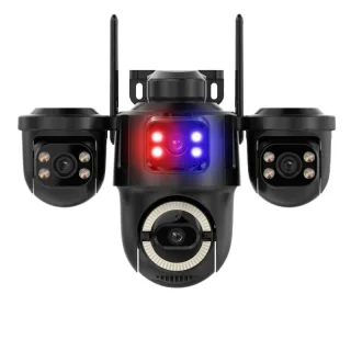 Three Screens 3MP WiFi PTZ Camera Human AI Motion Night Vision Sound&Light Alarm Two-way Audio Monitoring Camera for Ind