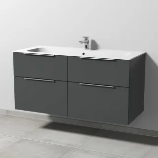 Sanipa 3way Keramik-Set Finion Keramik-Waschtisch und Unterbau mit 4 Auszügen, Anthrazit-Matt UM40222