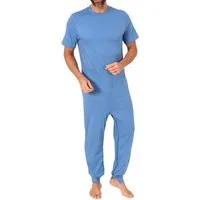 Normann Pyjama Herren kurzarm Pflegeoverall mit langen Bein und 2 Reissverschlüssen