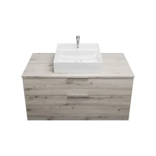 Burgbad Keramik Waschtisch-Set Eqio Eiche Dekor Silber/Alpinweiss, SGUP120F6015C0001 SGUP120F6015C0001