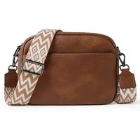 TAN.TOMI Umhängetasche Damen Handy Schultertasche, Kunstleder Crossbody Umhängetasche (Drei Reißverschlussfächern mit Verstellbar Abnehmbar Schultergurt), Breiter Riemen Abendtasche