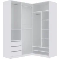 Marmex Möbel Garderobenschrank TRES SET P/B Eckgarderobe Kleiderschrank Modulschrank 160 / 141 (3-St) 4 Kleiderstangen, offener Eckkleiderschrank, 3 Schubladen