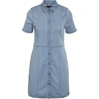 Noisy may Shirtkleid Button-Down mit kurzen Ärmeln und vertikalen Nähten für Damen (mini) Recyceltes Material, Baumwolle nachhaltig Regulär geschnitten Fit