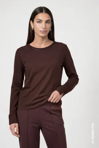 monari - Langarmshirt mit Strassdetails black coffee - Gr. - 36