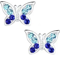 schmuck23 Paar Ohrstecker Kinder Ohrringe Kristall Schmetterling 925 Silber, Sterling Silber