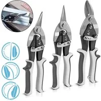 STAHLWERK Blechschere gerader linker rechter Schnitt Metallschere Blechschneider, (Packung, 3-tlg., Set), zum professionellen Schneiden von Metallblechen