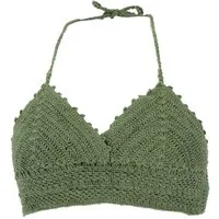 Guru-Shop T-Shirt Häkeltop, Bikinitop, Strandtop, Hippie Bra - grün Festival, Ethno Style, alternative Bekleidung