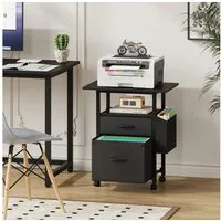 OYRREU Aktenschrank mit 2 Stoffschubladen & Seitentasche, rollbar, Lagerschrank Mehrzweck (1-St., Büroschrank ideal für DIN A4 Ordner inkl. 2 Schubkästen, 60 cm Platte) Höhe 65cm Einzelschrank, Nachttisch