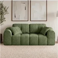 skølm Sofa Vanaheim, Vollschaumcouch vakuumiert verpackt, Couch 2 Sitzer mit 2 Kissen, dunkelgrün, kein Aufbau erforderlich