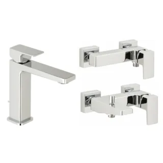 Herzbach Ceo Badarmaturen Set Waschtisch, Wanne, Dusche