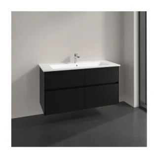 Villeroy und Boch Collaro Waschtischunterschrank C146B0VL 116,1x61x48cm, Waschbecken mittig, LED-Beleuchtung 8,6W, volcano black