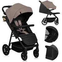 lionelo Kinder-Buggy MIRA, (Set mit Getränkehalter und Moskitonetz), XXL-Verdeck/UPF50+/92 cm Liegefläche/großer Korb/PU-Räder