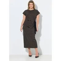 Ulla Popken Maxikleid Maxikleid Ringel Slim Rundhals Halbarm
