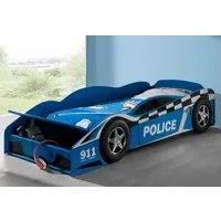 Vipack Autobett Police, inkl. Stauraum vorne, mit Lattenrost, MDF lackiert (B/H/T ca. 175x48x78cm, seitliche Räder sind geststehend), ein Highlight im Kinderzimmer