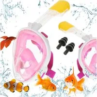 Ikonka Tauchermaske Full Face Schnorchelmaske S/M mit Kamera-Halterung und Zubehör, (Komplettset Schnorchelmaske Full Face S/M inkl. Zubehör Kamera, 1-teiliges Set Full Face Schnorchelmaske S/M mit Zubehör komplett), Freies Atmen 180° Sichtfeld, Anti