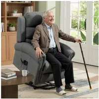 HOMCOM Relaxsessel Fernsehsessel, Massagesessel, Vibrationsmassage, Liegefunktion (Massagesessel mit Aufstehhilfe, 1-St., Fernsehsessel), mit Fernbedienung, Seitentasche, Fußteil, Grau