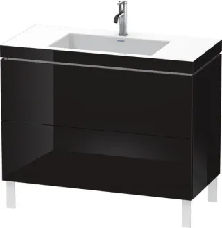 Duravit L-Cube c-bonded Set bodenstehend Schwarz Hochglanz 1000x480x698 mm - LC6938O4040 LC6938O4040