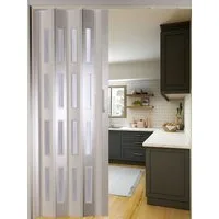 Forte Italy Falttür Falttür Weiß 4 Fenster Schiebetür Nischentür B88,5 x H202 cm kürzbar (1 Stück), abwaschbar und für Naßräume geeignet