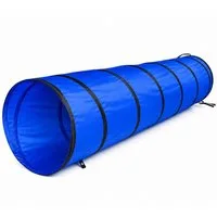 lionto Agility-Tunnel faltbar mit Tragetasche & Heringen, 200x40 cm, blau, Textil & Metall, (1-tlg) stabiler Hundespieltunnel für Hundesport & Welpen