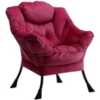 LuxusKollektion Ohrensessel Sessel Ohrensessel Relaxsessel Lesesessel Samt Armlehnen Rot
