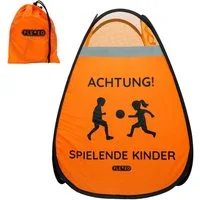 FLEXEO Warndreieck "Achtung! Spielende Kinder", 1-tlg., Warnwürfel Warnschild, orange