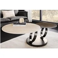 riess-ambiente Couchtisch DANCING RINGS rost/schwarz - rund, Travertin, Keramik, drehbar, Metall (Einzelartikel, 1-St), mit 2 Ebenen & Drehmechanismus – ideal für Wohnzimmer & Loungebereich