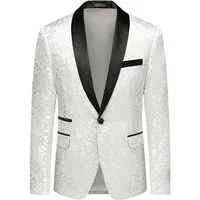 Allthemen Smokingsakko Herren Sakko Bunt Jacquard Glitzer Smokingjacke für Hochzeit