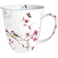 Ambiente Luxury Paper Products Becher Blumen, Frühling, Vogel, Sommer, Blossom, Mug, Winter Motiv, 1-tlg., Porzellan Vogel und Blüte, Frühling, Herbst, Kollektion, Tischdeko, als Geschenk geeignet