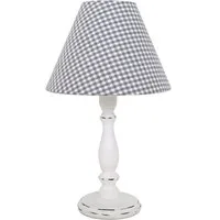 Grafelstein Tischleuchte Tischlampe LITTLE COTTAGE weiß grau aus Holz mit kariertem Lampenschir