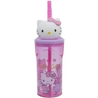 Hello Kitty Trinkflasche Trinkbecher – 3D Kinderbecher & Strohhalm-Tumbler 360 ml