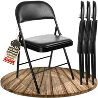 BigDean Klappstuhl Klappstuhl 4 Stück gepolstert Klappstühle schwarz Metall Kunstleder (Set, 4 St), Kunstlederbezug, Gepolstert