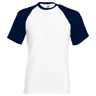Fruit of the Loom - T-Shirt für Herren/Damen Unisex - Baseball (Weiß/Marineblau)