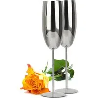 Sendez Sektglas 2 Sektgläser 270ml Silber Sektkelche Champagner Proseccoglas, 2-tlg., Edelstahl