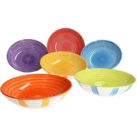 MamboCat Suppenteller Summer Stripes 6er Set Suppenteller 600ml Steingut bunt Teller tief