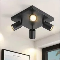 ZMH LED Deckenstrahler 4 Flammig Deckenspot GU10 Deckenlampe Spots 330°Schwenkbar Flur, Modern hochwetige Material, ohne Leuchtmittel, Industrial Wandstrahler für Wohnzimmer Schlafzimmer