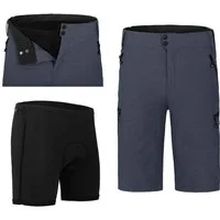 Fahrradhose PORVOO Bermuda (mit gepolsterter Innenhose) Herren Radshorts, robust, elastisch, Normalgrößen, grau/blau