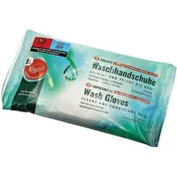 DocMed Einmal-Waschhandschuh Einmal-Waschhandschuhe, feucht, 15 x 22 cm (8 Stck) (Einwegpflegehandsuche 8-St. Pflegebedarf Hautpflege), mit Vitamin E und Aloe Vera