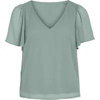 Vila Kurzarmbluse VIFALIA V-NECK S/S TOP - NOOS Blue Surf