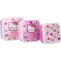 Hello Kitty Lunchbox Set Kinder Snackbox Brotdose 3 Stück Aufbewahrungsbox, (Set, 3-tlg)