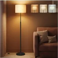 VASAGLE Stehlampe höhenverstellbare Leselampe, 140-170 cm hoch, mit 3 Lichtfarben, Fußtaster, Lampenschirm aus Stoff