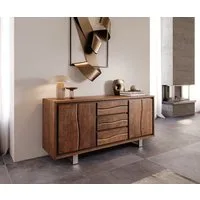 DELIFE Sideboard Live-Edge, Akazie Braun 172 cm 4 Türen 3 Schübe Baumkante Sideboard