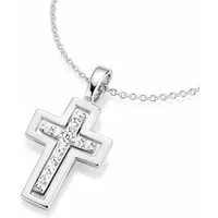 Firetti Kette mit Anhänger Schmuck Geschenk Silber 925 Halsschmuck Halskette Ankerkette Kreuz, mit Zirkonia (synth)