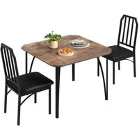 GarveeMore Essgruppe Ktichen Tisch mit 2 Stühlen für Küche & Esszimmer, Kompaktes Esszimmer-Set für kleine Räume(mit 2 Weiches Kissen Stühlen)