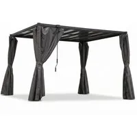 osoltus Terrassendach osoltus Lamellen-Pavillon Pergola Lamellendach 3 x 3,2 m mit Vorhang